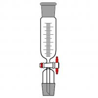 Imbuti separatore cilindrici GRADUATI, cono NS 29/32, con tappo, rubinetto PTFE, cono maschio inferiore, cap. 500 ml 1 pz
